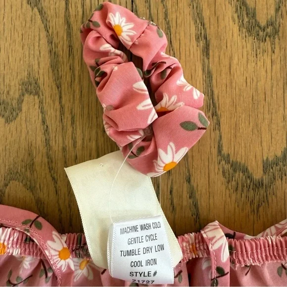 Jenna & Jessie Girls Pink Floral Off The Shoulder Kids Dress Size 10 - Picture 7 of 10